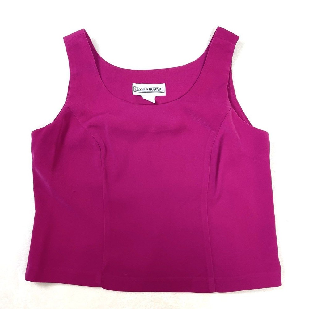 Vintage 90s Jessica Howard Women's Magenta Side Zip Shell Blouse Made in USA